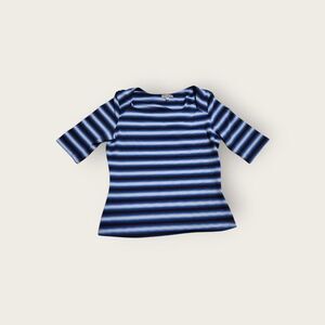 Vintage Y2k Evolution blue striped boat neck 3/4 sleeve baby tee